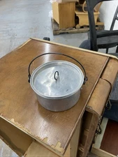 VINTAGE Camping Gear TIN PAIL W/ HANDLE & LID