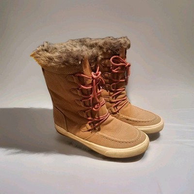 ROXY Y2K Women s SZ 7.5 Snow Boots Faux Fur Platform Winter  TAN LEATHER