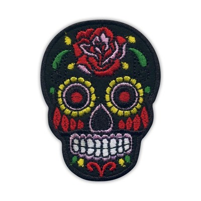 Mexican skull Calavera black Patch/Badge Embroidered | eBay