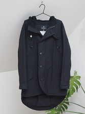 Nigel Cabourn x Harris Tweed Men's Black Cotton Coat Jacket Size 52 Scotland