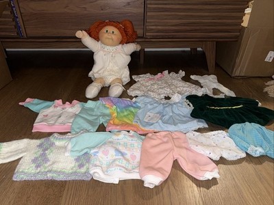 Vintage 1980s Cabbage Patch Kids Doll With Extra Outfits, Shirts Pants Dresses