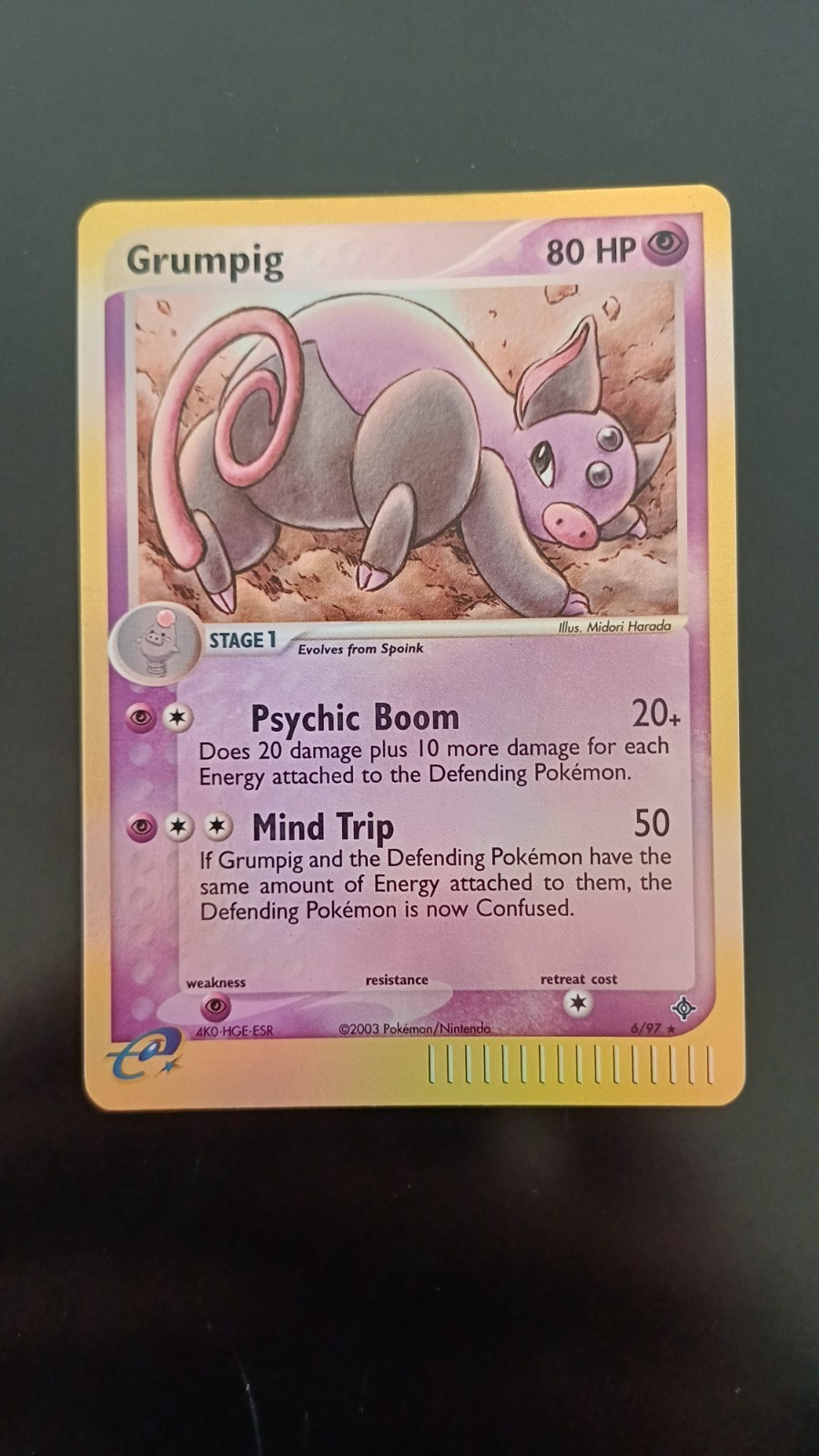 POKEMON GRUMPIG REVERSE HOLO EX DRAGON 6/97 ENG NM NO GOLDSTAR CRYSTAL CHARIZARD