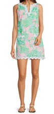 LILLY PULITZER ROMY MAMELUCO CAMBIO 100% ALGODÓN PLUMAS FLORALES EN FLOR TALLA 14 EE. UU.