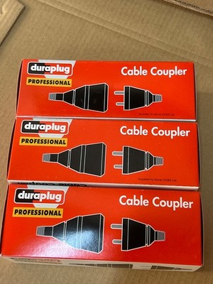 (Lot 3 Pcs) Duraplug CCP53 BLK 5Amp 3Pin Cable Coupler