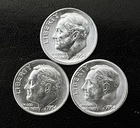 1954 P-D-S 10c SILVER Roosevelt Dimes. Year Set.  GEM BU  (R171)