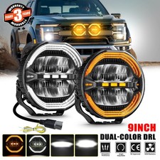 Pair 9inch Led Round Driving Spot Work Lights Offroad Drl Spotlight Truck Black