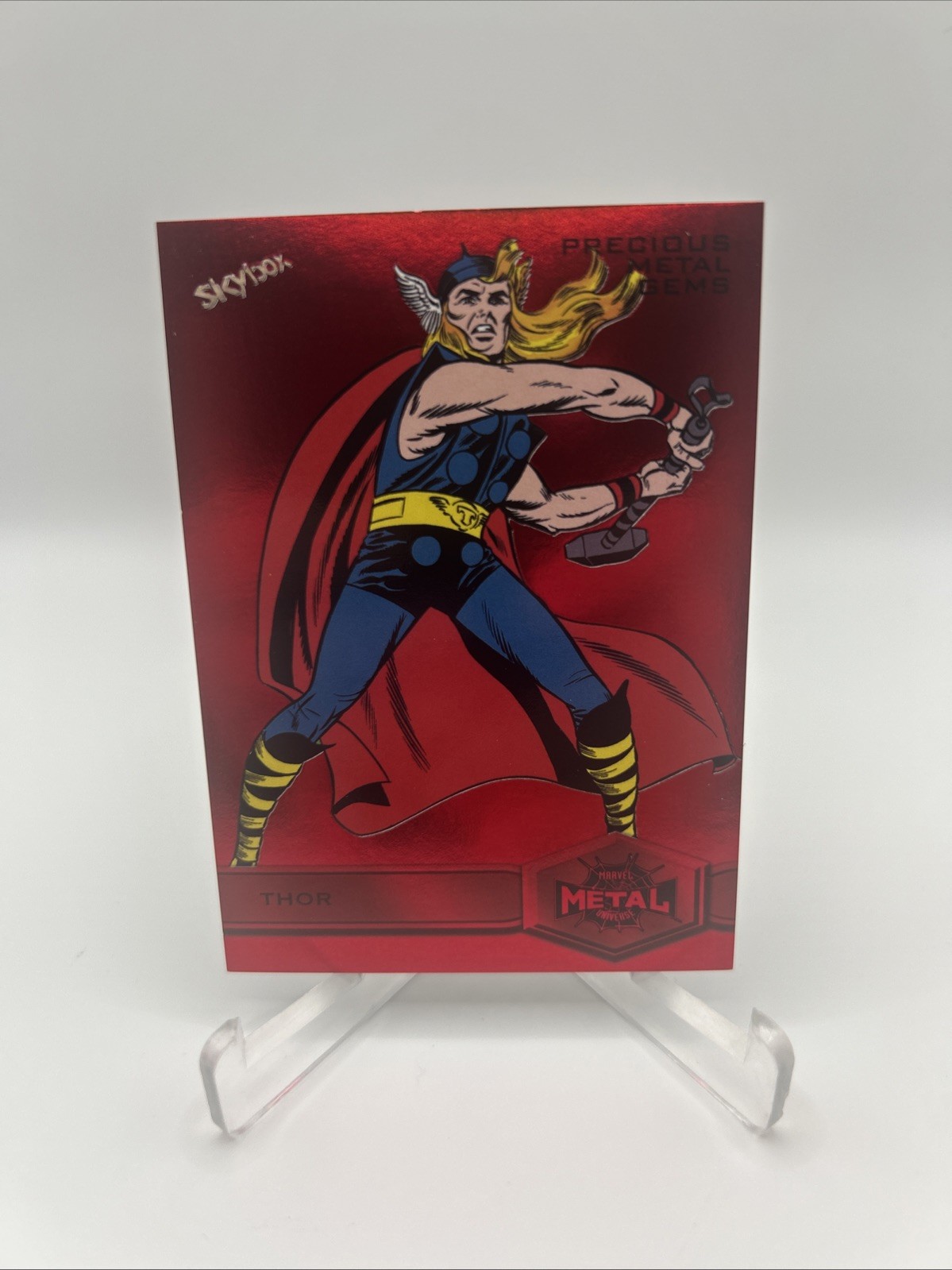 2022 Upper Deck Marvel Spider-Man Metal Universe PMG Red #189 Thor #095/100