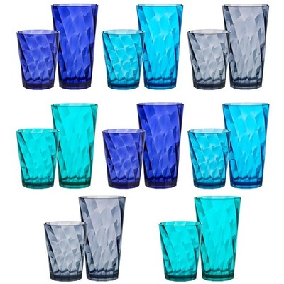 Optix 16pc Plastic Drinkware Set in Coastal Colors