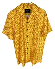 BYLT Paloma Shirt Mens Large Yellow Geometric AOP Splash House 10th NEW
