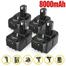 4 Pack 18V 8.0Ah Battery for Ryobi 18 Volt One Lithium Batteries P108 P103 P105