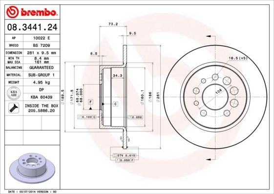 Disque de frein BREMBO pour VOLVO - Pack de 2 idéal pour la rénovation du train avant 280mm