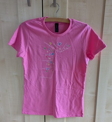 Rosa Baumwolle T-Shirt. Indoor Rock, Kletterwand, Bouldern. Größe S. NEU