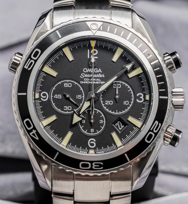 Omega Seamaster Planet Ocean Chronograph 45.5mm Black Dial 600M Bracelet 2210.50