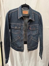 Levi’s Red Tab Y2K Denim Jacket Dark Wash Fitted Trucker Style Vintage UK 8-10
