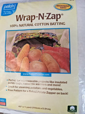 Pellon Wrap-N-Zap 100 NATURAL COTTON Batting 45" x 1 Yd. Pkg. MICROWAVE SAFE
