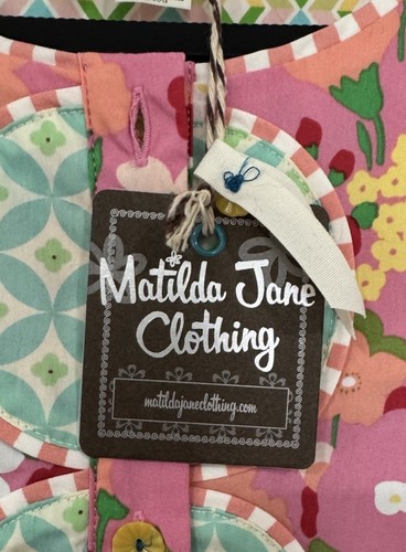 Matilda Jane Clothing Pink Flower Floral Flare Sleeveless Leah Dress Small NWT - Picture 3 of 9