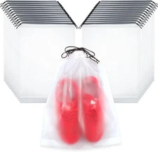 25 Pack Shoe Bags for Travel, 15.7" X 11.8" Clear Travel Shoe Bags for Packing,O