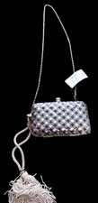 Vintage Sasha New York Woven Metallic Evening Clutch Hard Shell Minaudi re