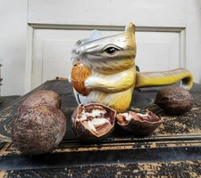 Vintage Cast painted Metal Squirrel Nutcracker Unique Design Country Farmhouse