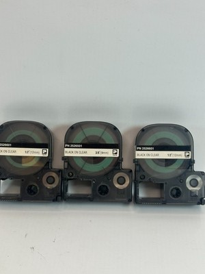 K-Sun P-Tape 2526601-Black on CLEAR 1/2'' 12mm  Cartridge 3 partial rolls