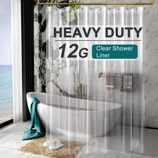 AmazerBath Heavy Duty Shower Curtain Liner 12 Gauge 72 x 96 Inches Clear Show...