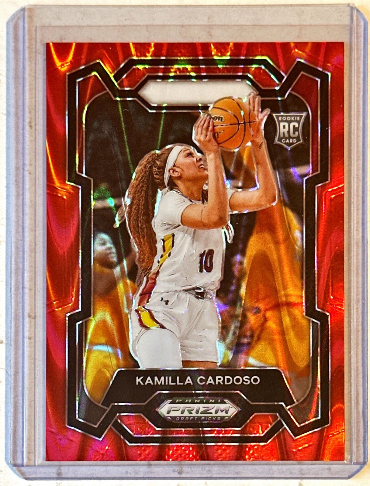 Kamilla Cardoso 2024 Panini Prizm Draft Picks Red Seismic Prizm #59 89/225 RC