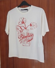 Bimba Y Lola Ladies White Embossed Floral T-Shirt (XS)