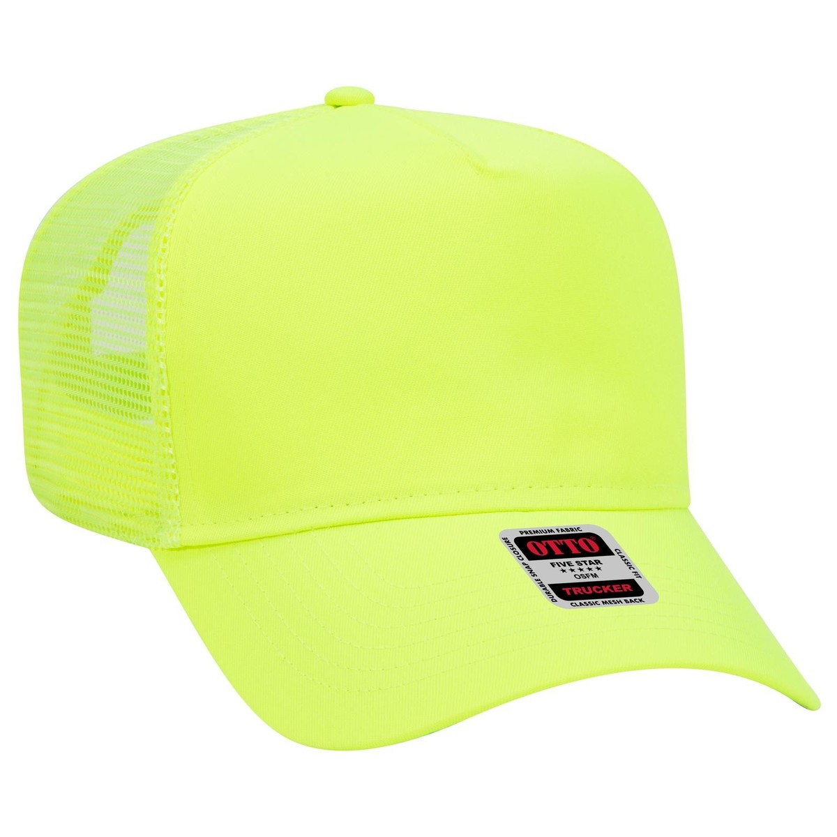 OTTO CAP 117-821 Unisex Neon 5 Panel Mid Profile Mesh Back Trucker