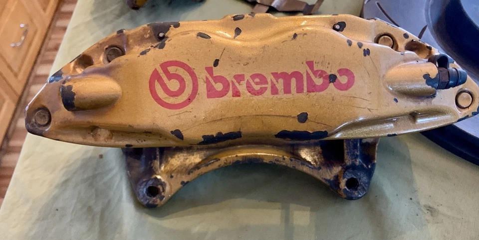 2004 2005 2006 SUBARU WRX STI BREMBO GOLD BRAKE CALIPERS FRONT And Back+ Rotor - Image 2 of 4