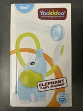 Yookidoo Baby Bath Shower Head Elephant Water Pump with Trunk Spout Rinser Blue