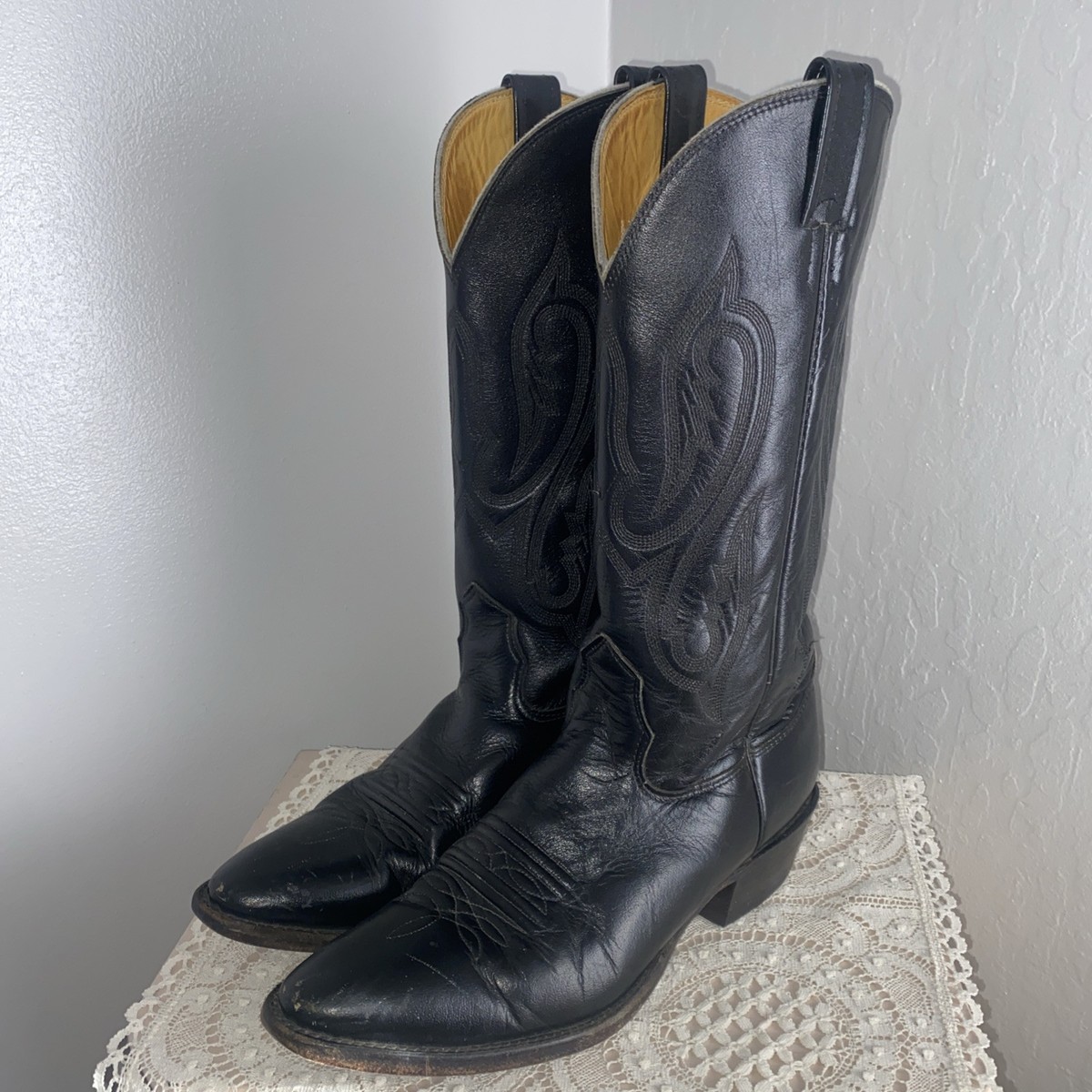 Nocona Handcrafted Premium Black Western Cowboy Boots Mens  display picture 2