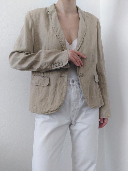 Women White Label Blazer Beige Linen M
