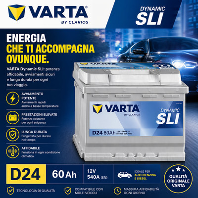 VARTA BLUE DYNAMIC D24 60AH 540A POSITIVE POLE DX CAR BATTERY 560408054