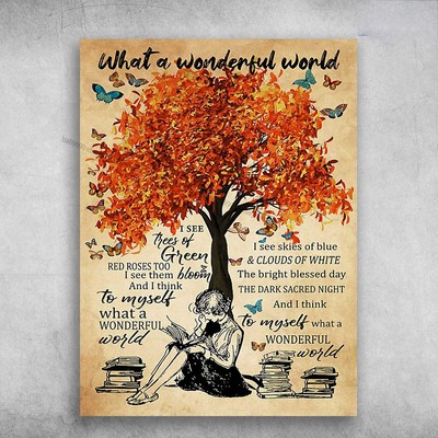 Gift For Book Lover, What A Wonderful World, I See Tree Of Green, Red Roses T...
