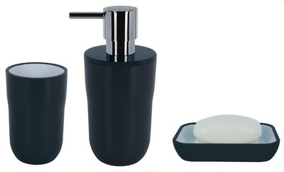 spirella Badserie Cocco Anthrazit Seifenspender Seifenschale Zahnputzbecher SET