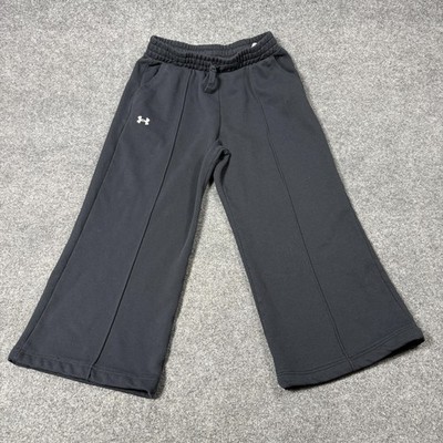 Under Armour Sweatpants Womens Small Short Black Fleece Ankle Wide Leg Pockets