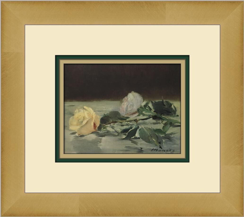 値下げしました！EDOUARD MANET 複製画 Edouard Manet Two Roses on a Table Cloth Custom Framed Print | eBay