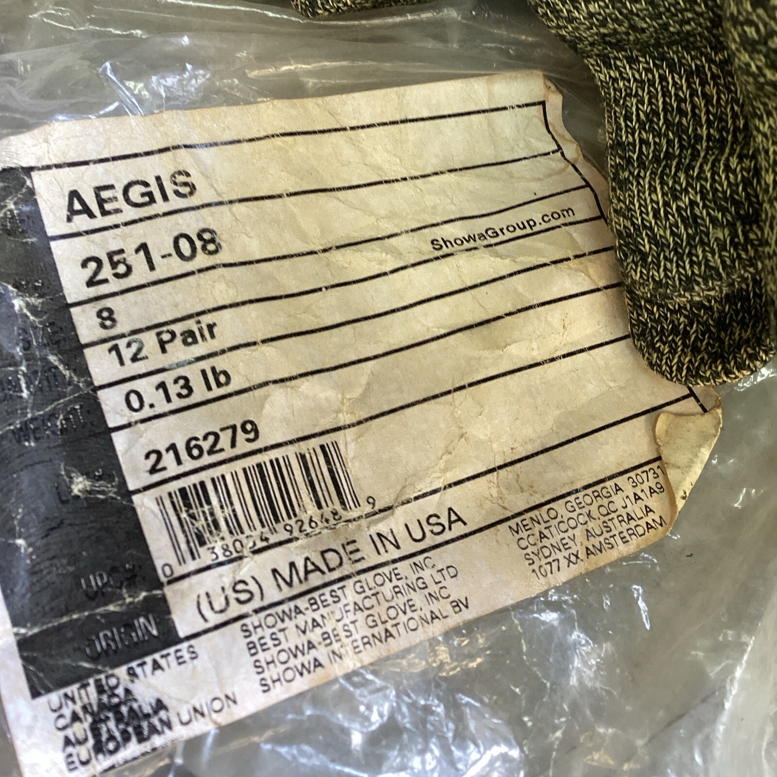 9 Pair Of Showa Best Size 8 Aegis #251-08 Gloves