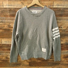 Thom Browne Engineered 4-Bar Stripe Crewneck Sweatshirt Size 3 gray cotton