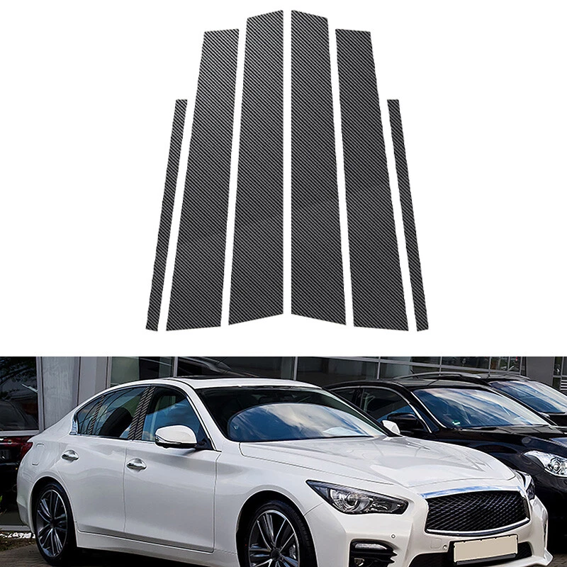 6pcs Carbon Fiber Window Pillar Posts Trim Fit For Infiniti Q50 (V37) 2014-2023 - Изображение 3 из 4