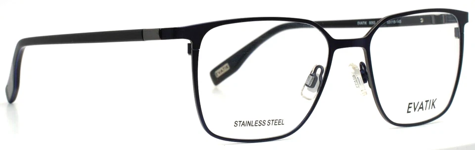 Anteojos EVATIK 9263 M101 azul marino cromados para hombre de borde completo cuadrado 53-18-145 B:42 Foto 4 de 4
