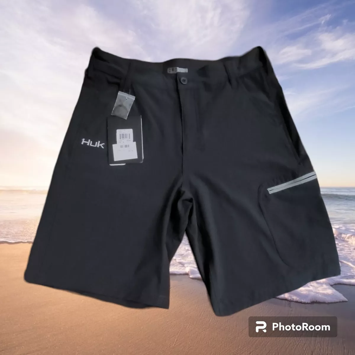 HUK Men's Next Level Quick-Drying Performance Fishing Shorts Small Black  **NWT**