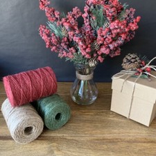 Christmas Jute Twine 3mm Green Burgundy Soft Natural Burlap 3Ply Parcel String