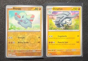 Phanpy 048/091 reverse holo & Donphan 049/091 Pokemon card SV Paldean Fates NM