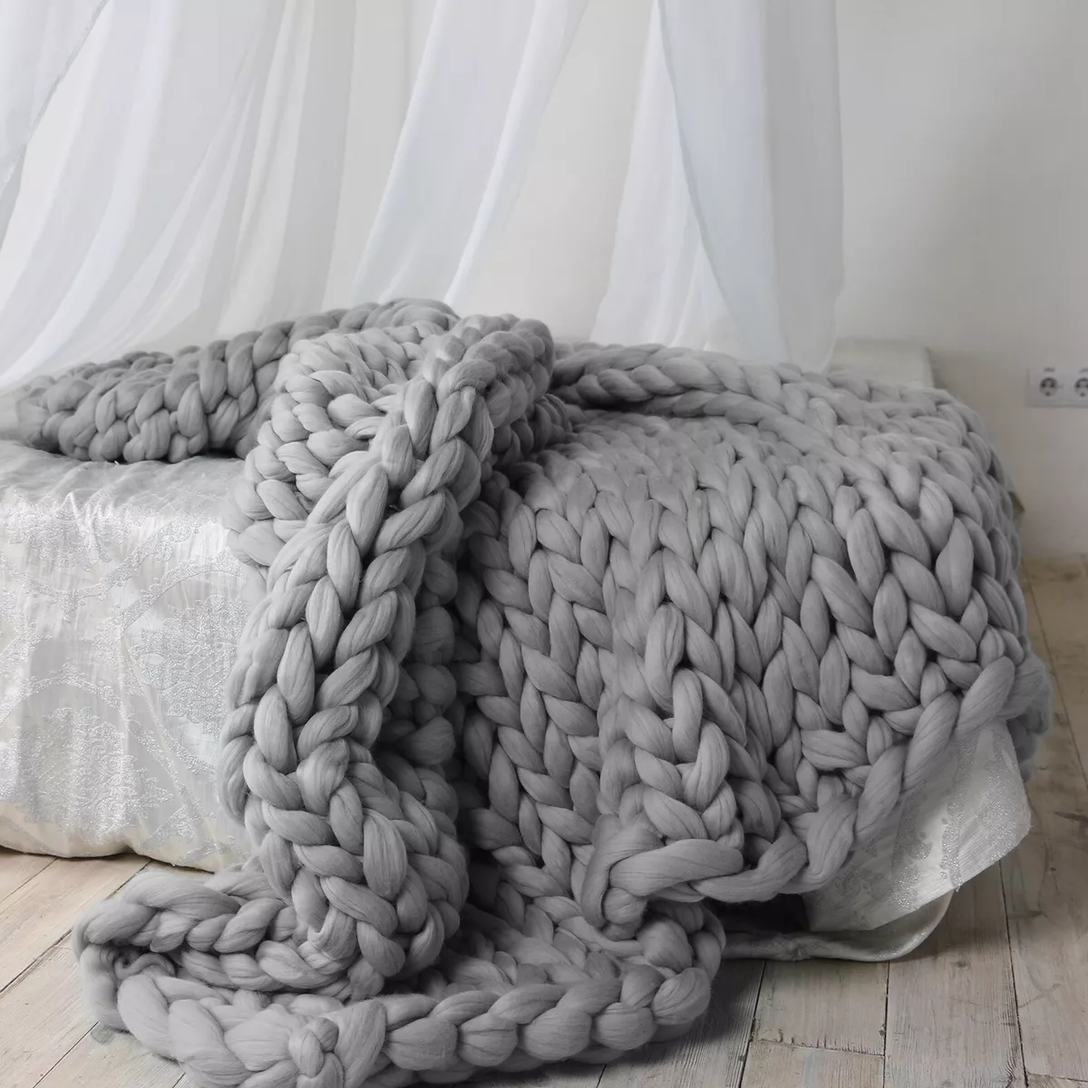 Knitted bed sale throw