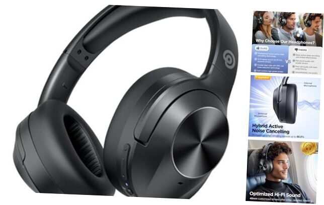 Pro-level Hybrid ANC Headphones with HD Black Sound