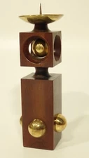 Candlestick artistic hardwood and brass half ball application