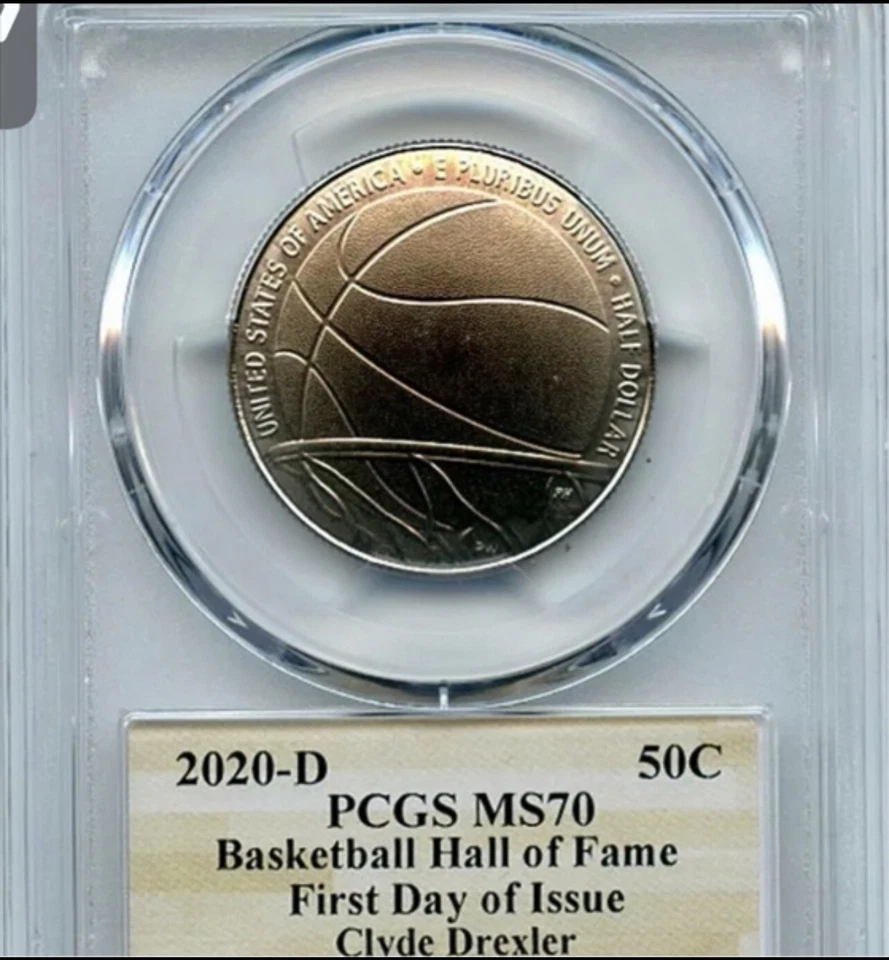 RARE POP-10 IN THE WORLD Clyde Drexler FDOI 2020 D MS70 HOF PCGS 50c - Image 2 of 4
