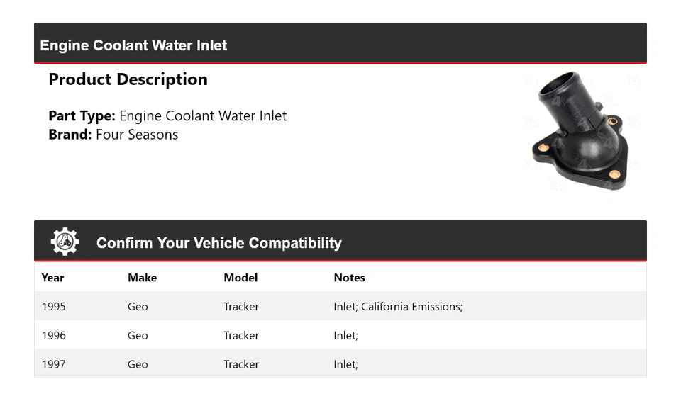 Entrada de agua refrigerante motor Geo Tracker 1995-1997 4 estaciones 1996 Foto 2 de 4