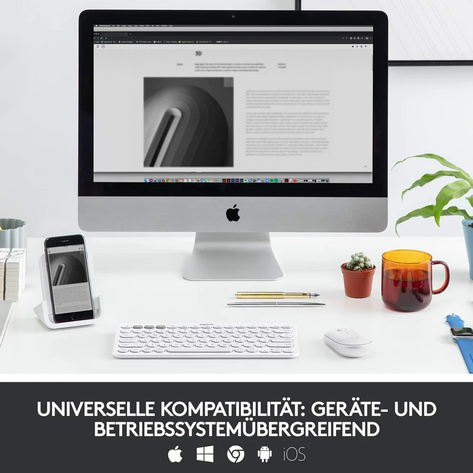 Logitech K380 kabellose Bluetooth Tastatur - SCHWEIZER LAYOUT , WEIß - Bild 2 von 4